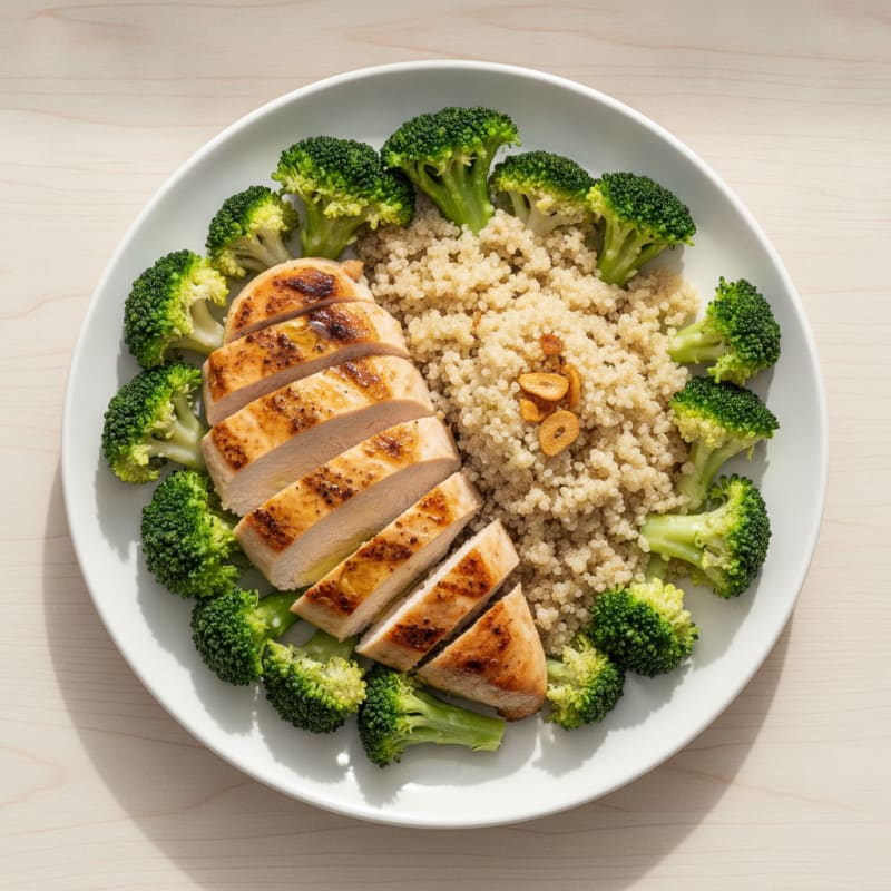 Grilled Chicken Breast with Quinoa and Broccoli