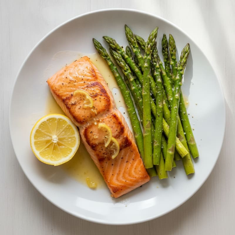 Pan-Seared Salmon with Roasted Asparagus