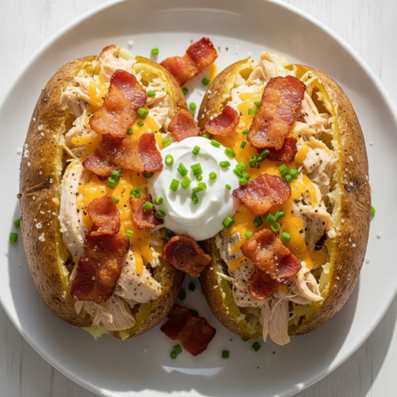 Loaded Baked Potatoes with Crispy Bacon