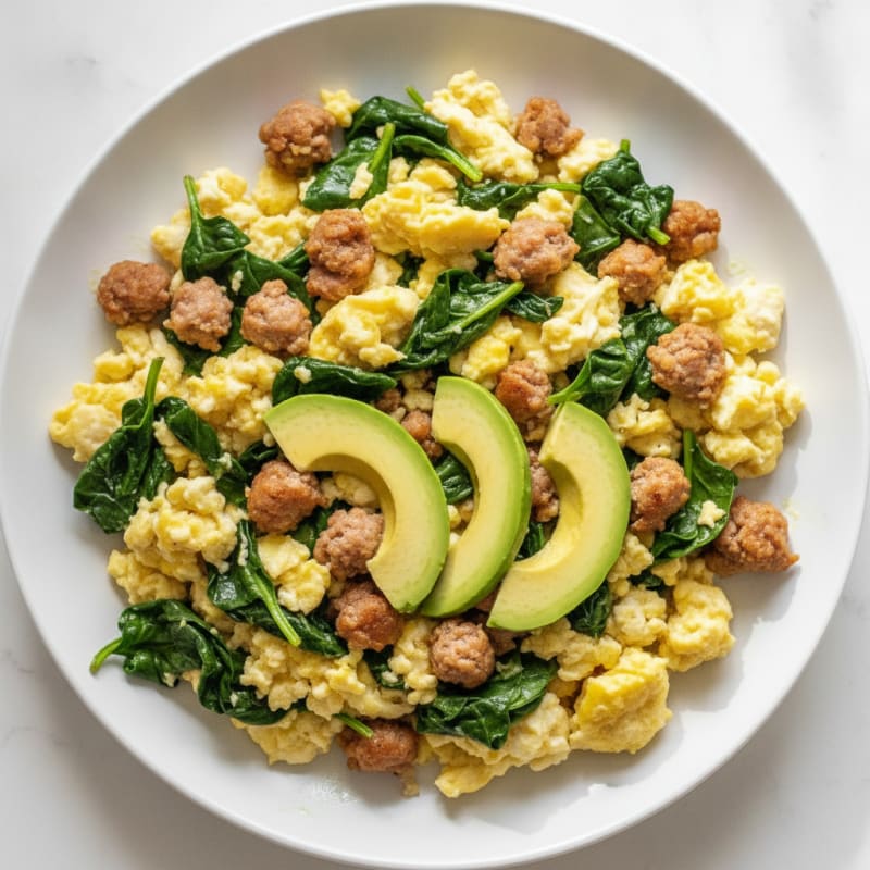 Egg White and Turkey Sausage Scramble with Spinach