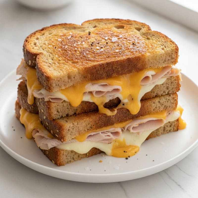 Ultimate Triple-Decker Three-Cheese Grilled Sandwich