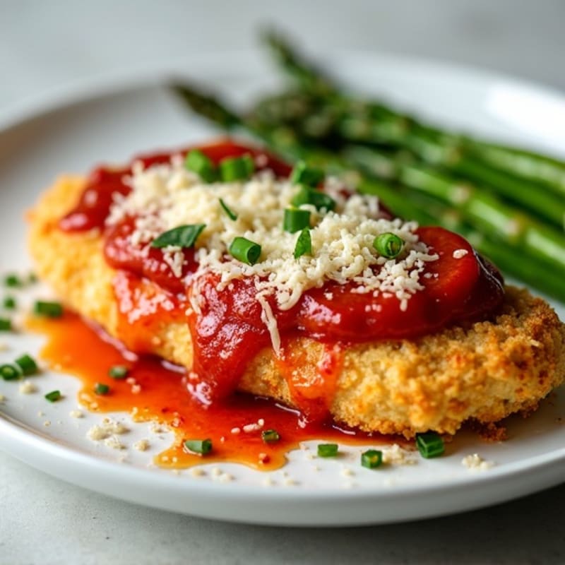 Crispy Baked Chicken Parmesan with Roasted Asparagus