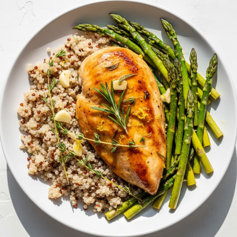 Lemon Herb Roasted Chicken with Asparagus