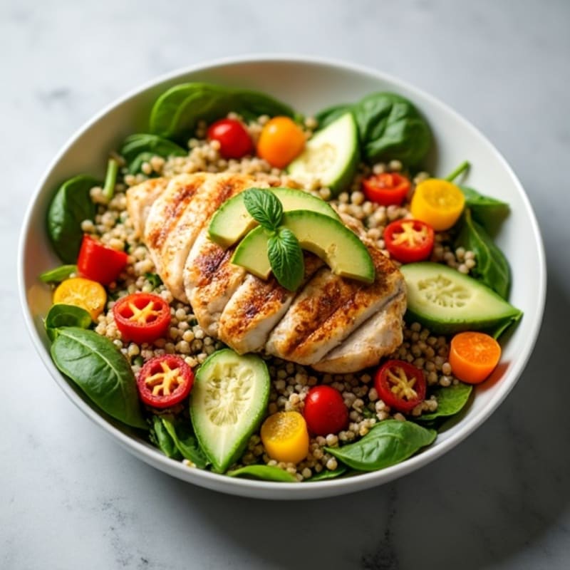 Grilled Chicken and Quinoa Salad with Crunchy Vegetables