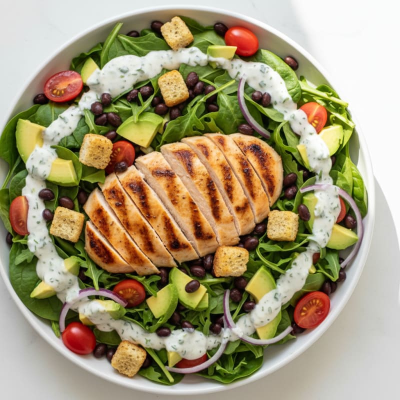 Grilled Chicken and Black Bean Salad with Creamy Ranch Dressing