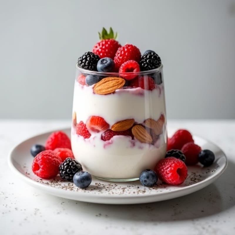 Greek Yogurt Protein Parfait with Berries and Almonds