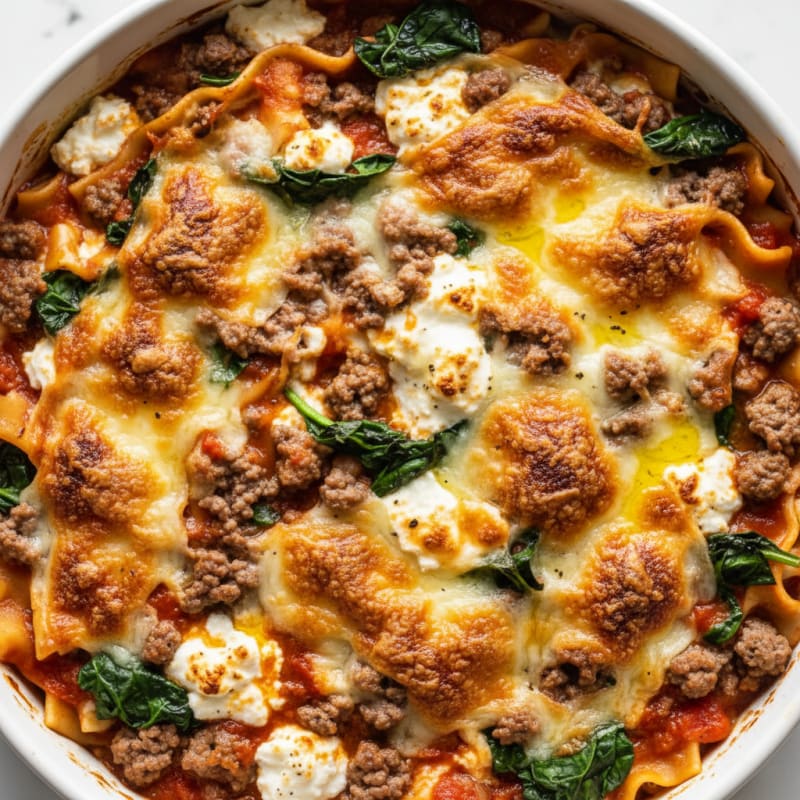 Creamy Baked Beef Lasagna with Ricotta