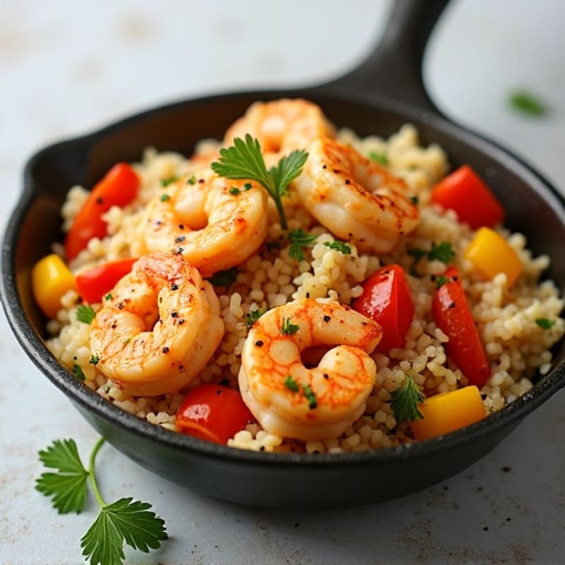 Spicy Shrimp and Chicken Cauliflower Rice Skillet