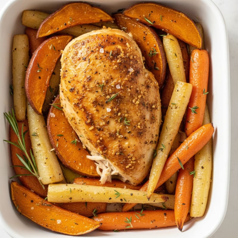 Garlic Herb Roasted Chicken with Root Vegetables