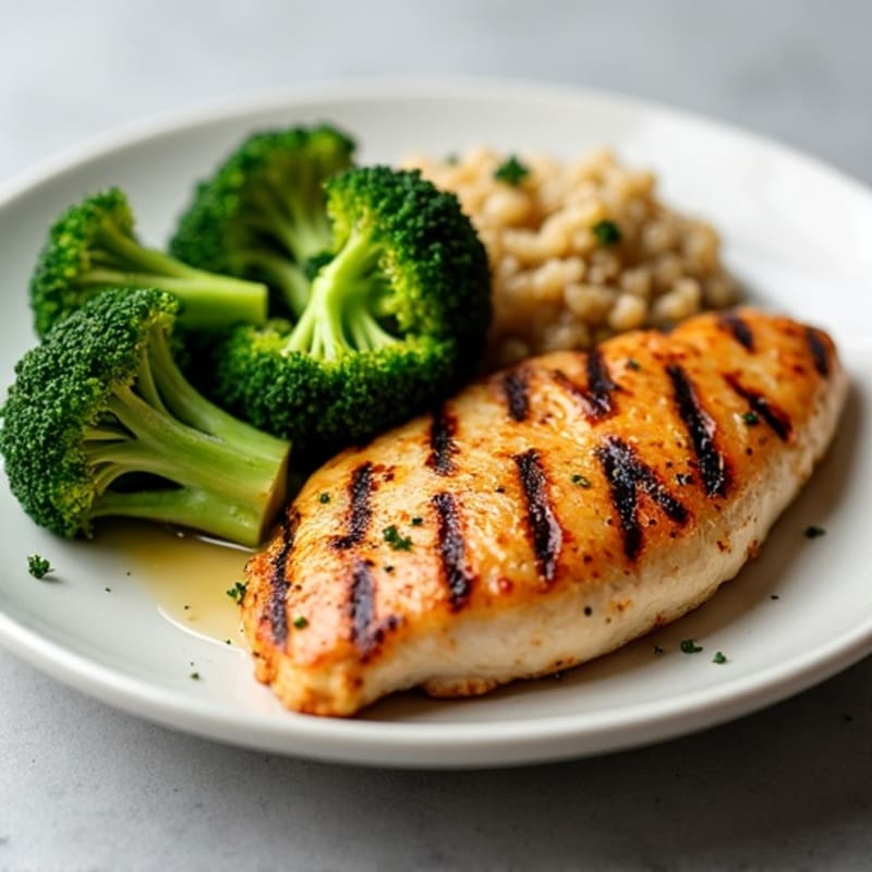 Grilled Chicken Breast with Quinoa and Steamed Broccoli