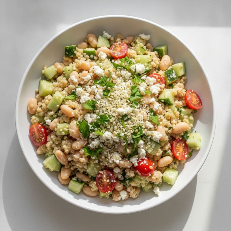Lemon-Herb White Bean Salad with Quinoa and Feta