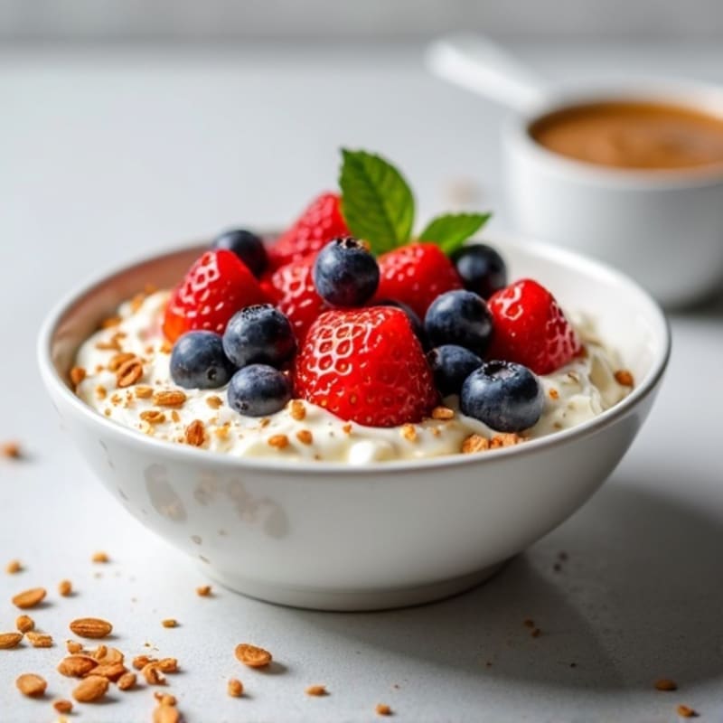 Cottage Cheese Berry Bowl with Chia and Almonds
