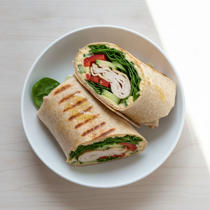 Grilled Turkey and Veggie Wrap with Hummus