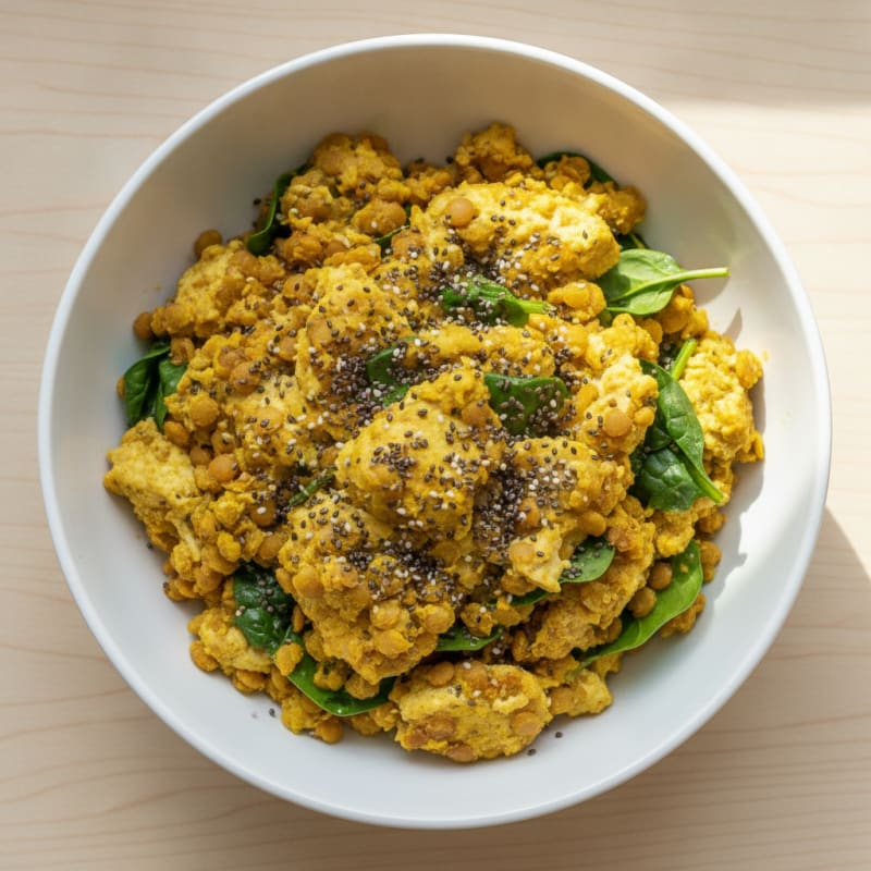 Silky Tofu and Lentil Power Bowl with Chia Seeds