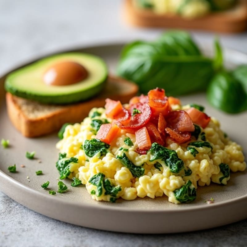 Egg White Scramble with Spinach and Turkey Bacon