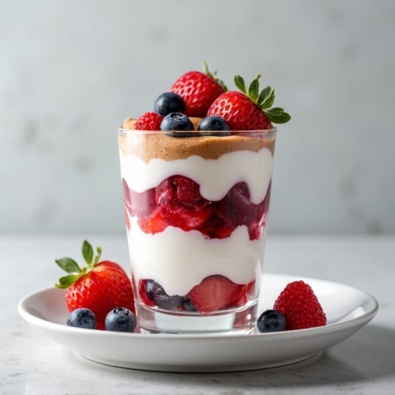 Greek Yogurt Protein Parfait with Mixed Berries and Almond Butter