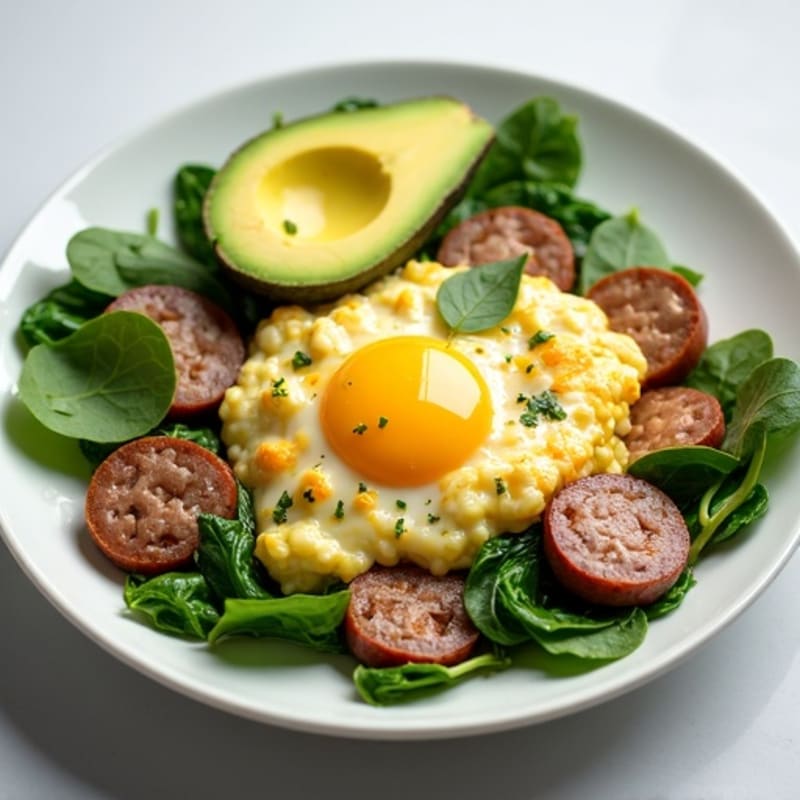 Egg White and Turkey Sausage Scramble with Spinach