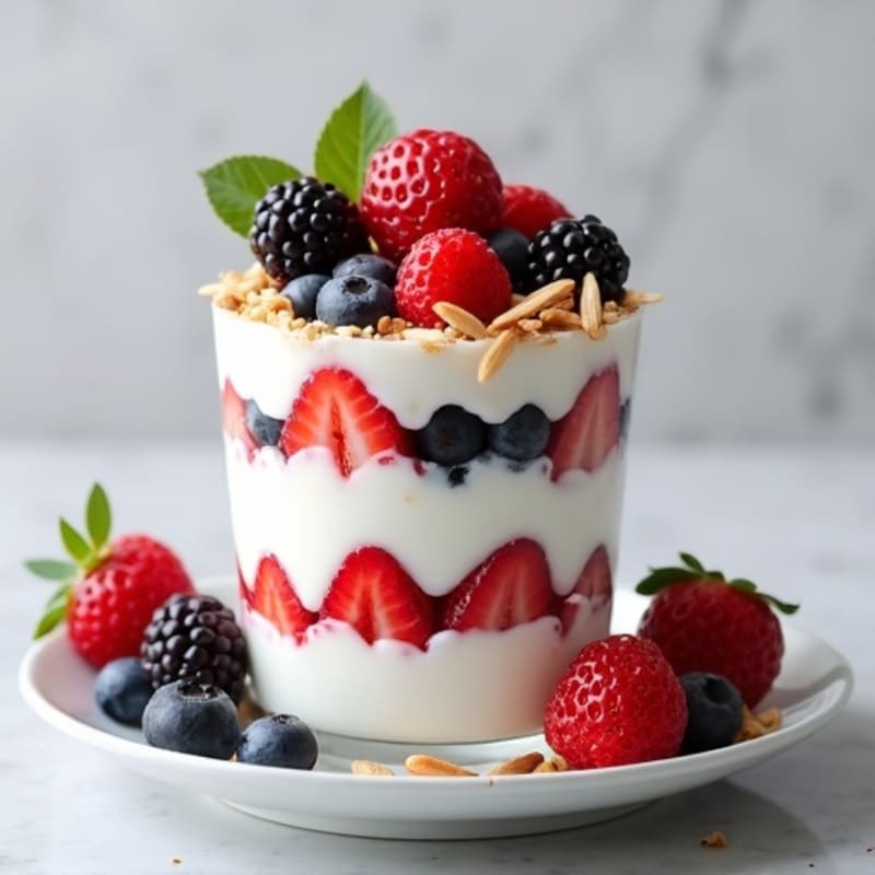 Greek Yogurt Protein Parfait with Mixed Berries