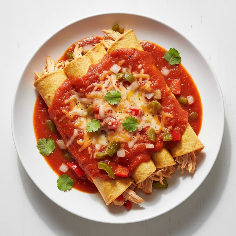 Chicken Enchiladas with Red Chili Sauce