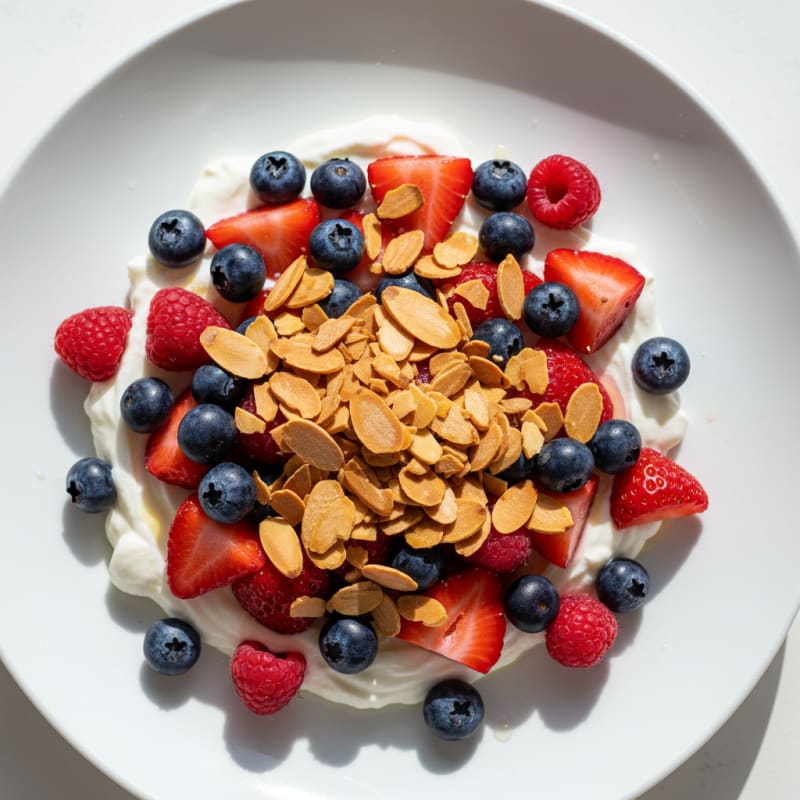 Greek Yogurt Protein Parfait with Berries and Almonds