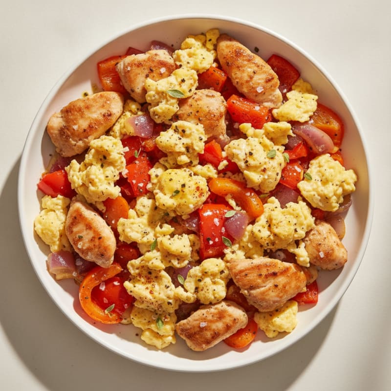 Sheet Pan Chicken and Egg Breakfast Hash