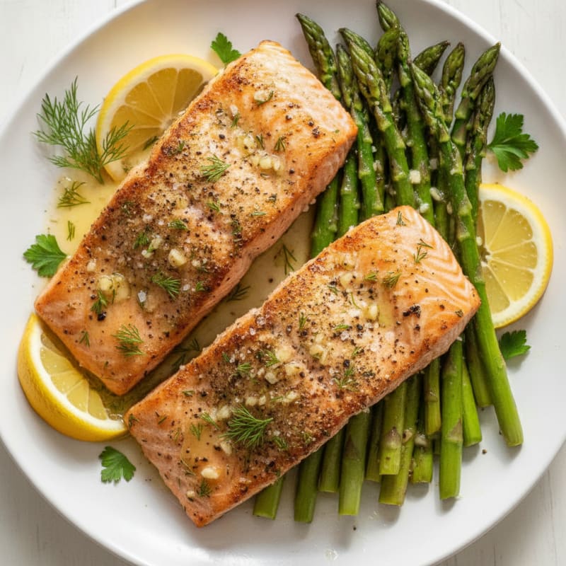 Lemon Herb Grilled Salmon with Asparagus