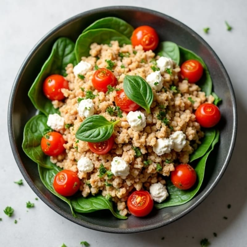 Ground Turkey and Creamy Cottage Cheese Skillet with Fresh Herbs