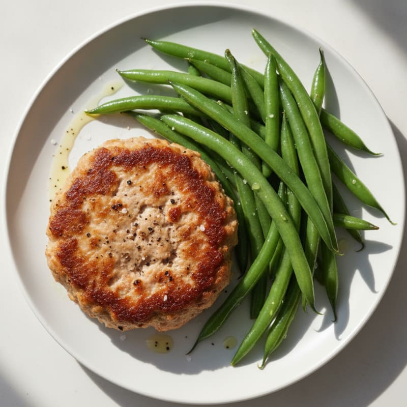 Seared Turkey Patty with Steamed Green Beans