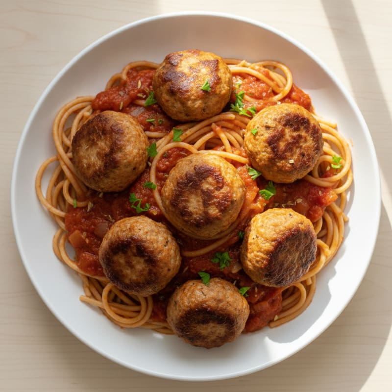Classic Spaghetti with Garlic Meatballs