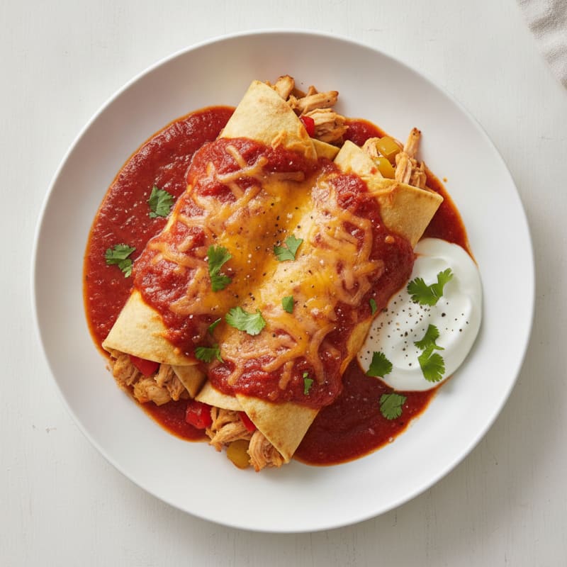 Chicken Enchiladas with Red Chili Sauce