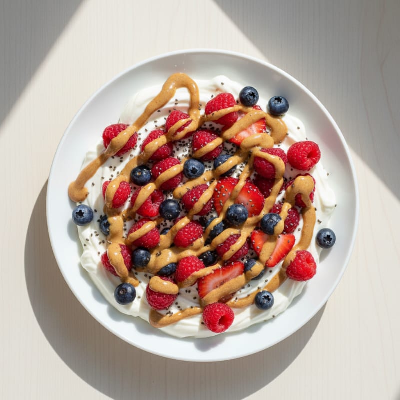 Creamy Greek Yogurt Protein Bowl with Mixed Berries and Almond Butter
