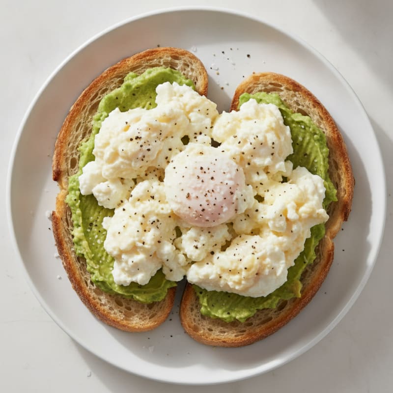 Fluffy Scrambled Eggs with Avocado Toast