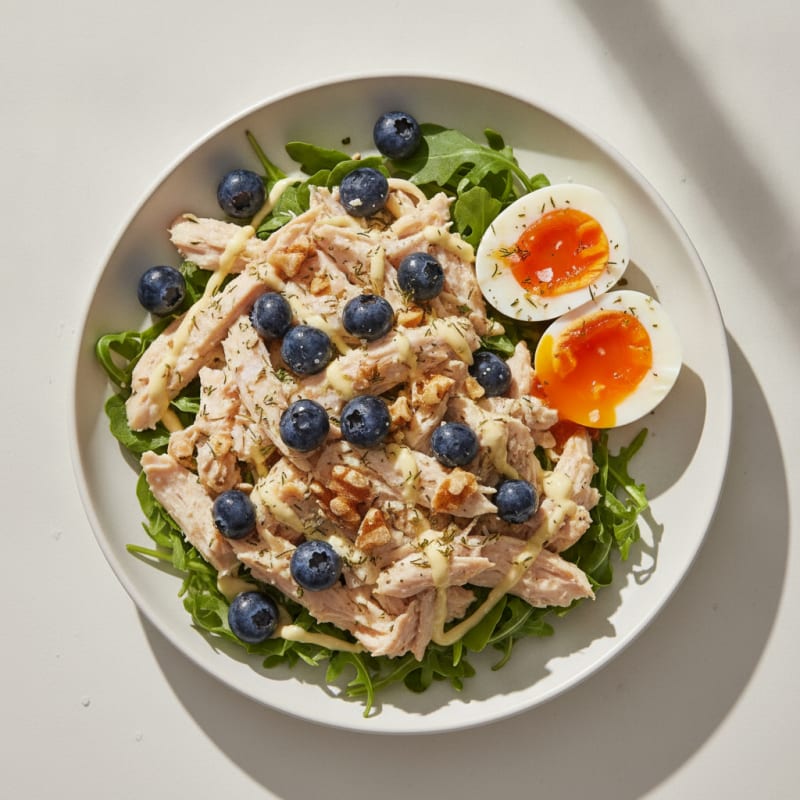 Creamy Blueberry Chicken Salad with Soft-Boiled Eggs