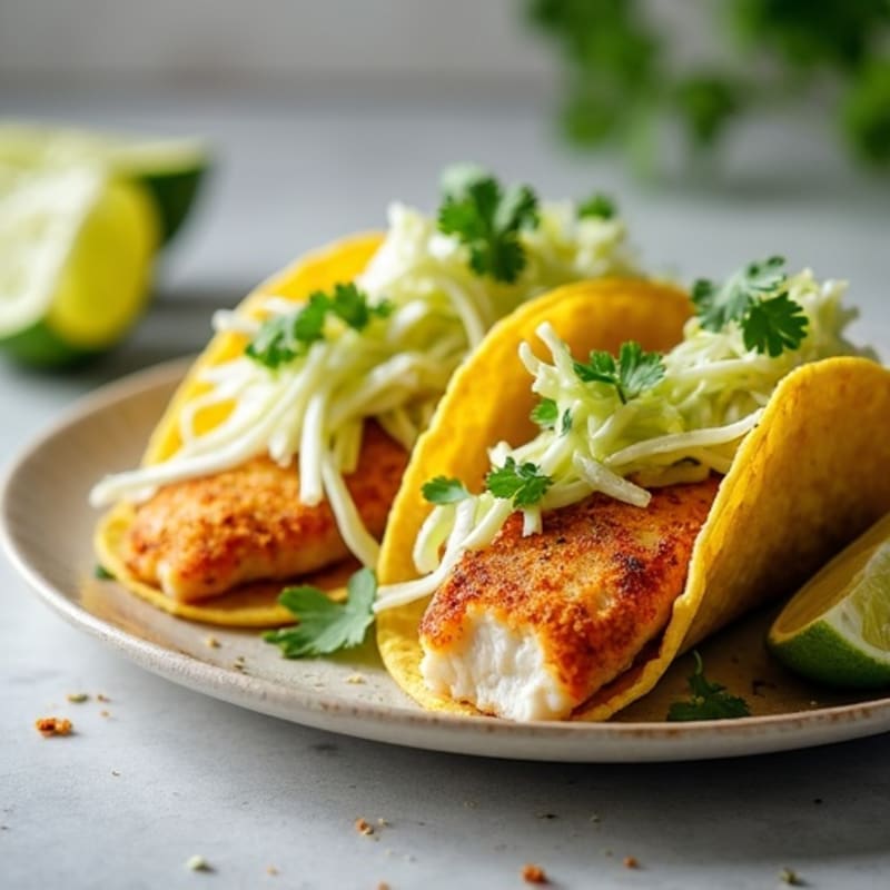 Crispy Baked Fish Tacos with Fresh Cabbage Slaw