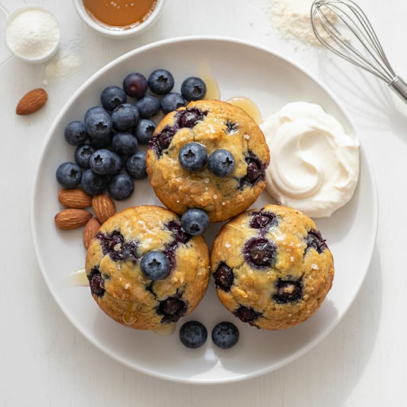 Blueberry Almond Protein Muffins