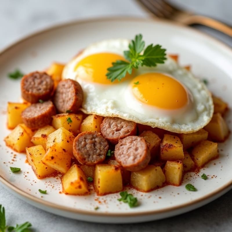 Crispy Potato and Egg White Hash with Turkey Sausage