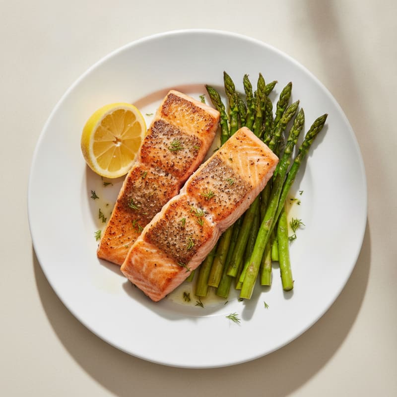 Pan-Seared Salmon with Roasted Asparagus