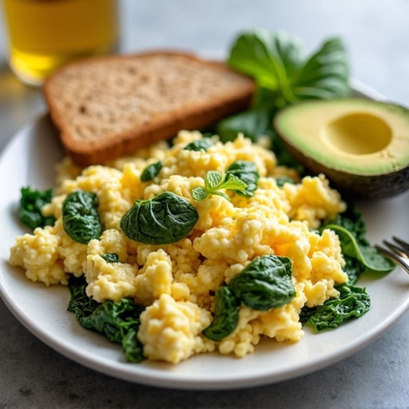 Egg White Scramble with Cottage Cheese and Spinach