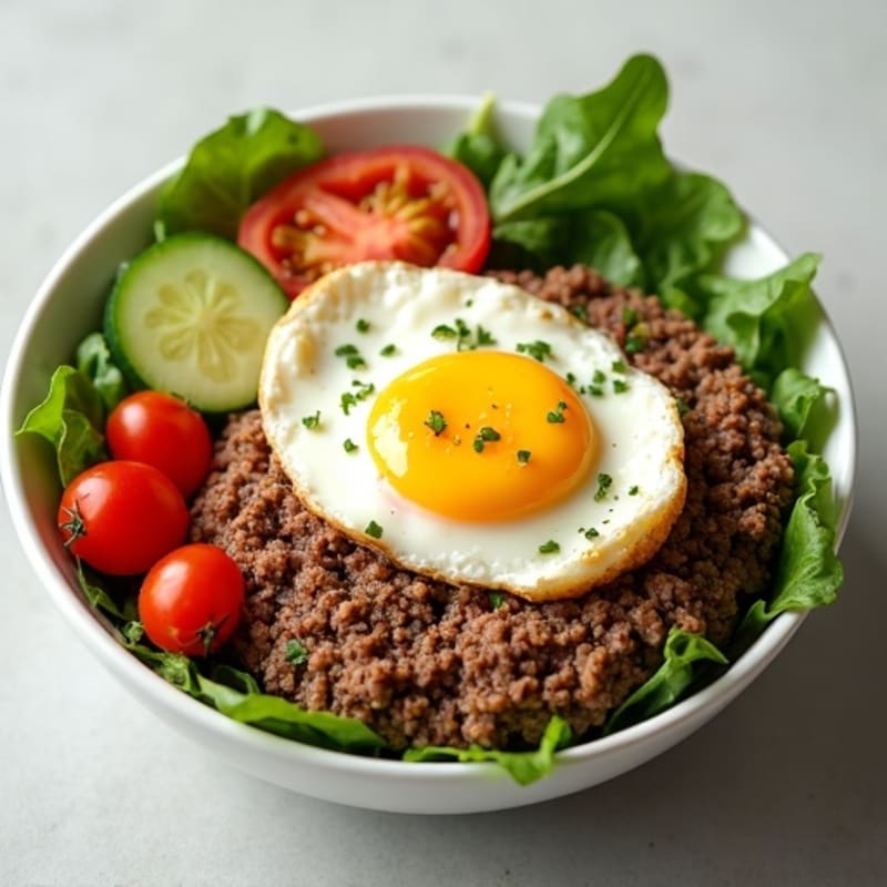 Lean Ground Beef Burger Bowl with Creamy Special Sauce