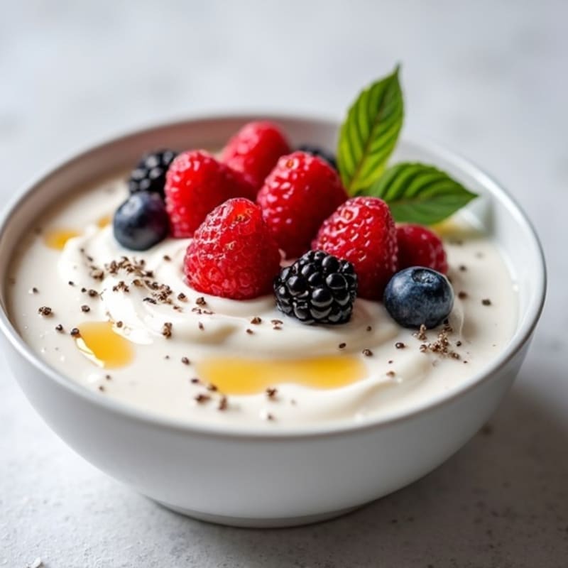 Greek Yogurt Protein Mousse with Mixed Berries