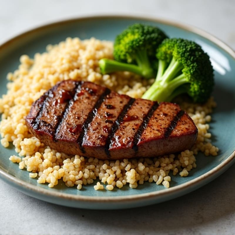 Seared Lean Beef with Roasted Broccoli and Quinoa