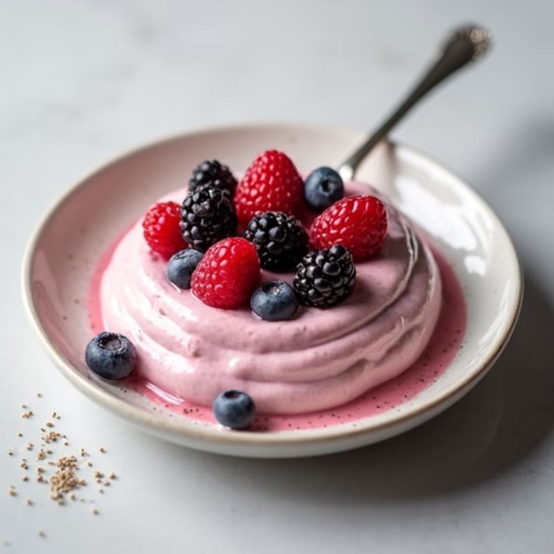 Silky Greek Yogurt Protein Pudding with Mixed Berries