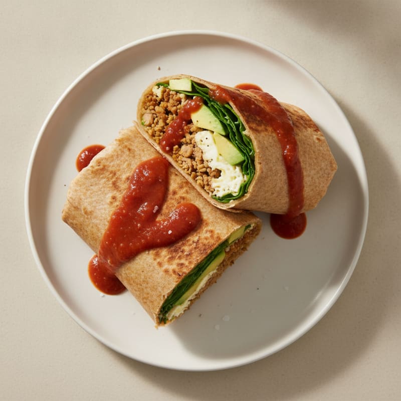 Loaded Breakfast Burrito with Salsa Roja