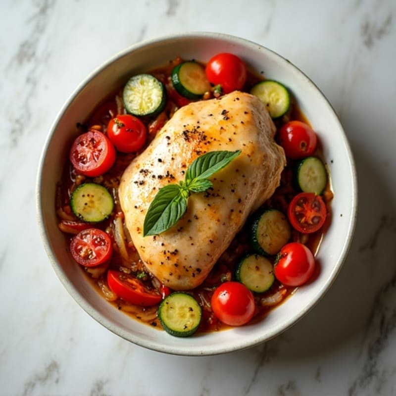 Slow-Cooked Chicken with Savory Tomato and Herb Vegetables