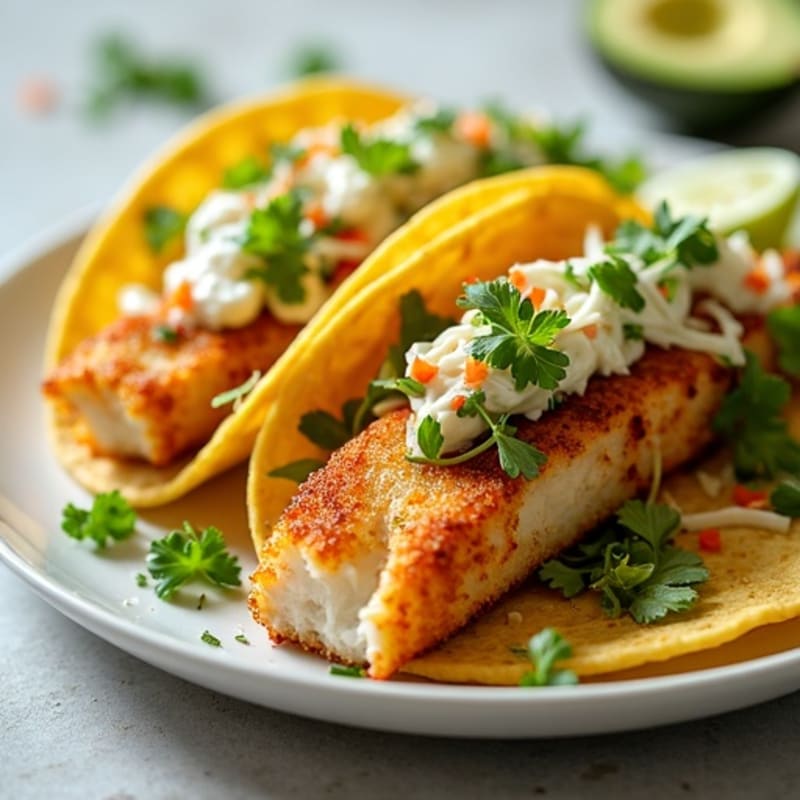 Crispy Baked Fish Tacos with Lime Slaw