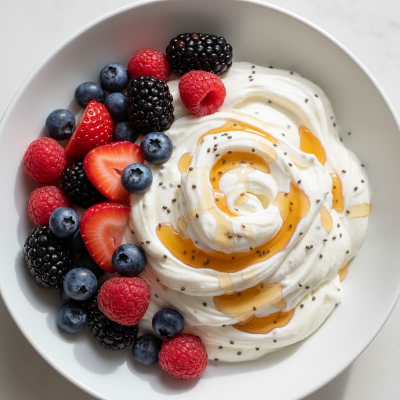 Silky Greek Yogurt Protein Pudding with Mixed Berries