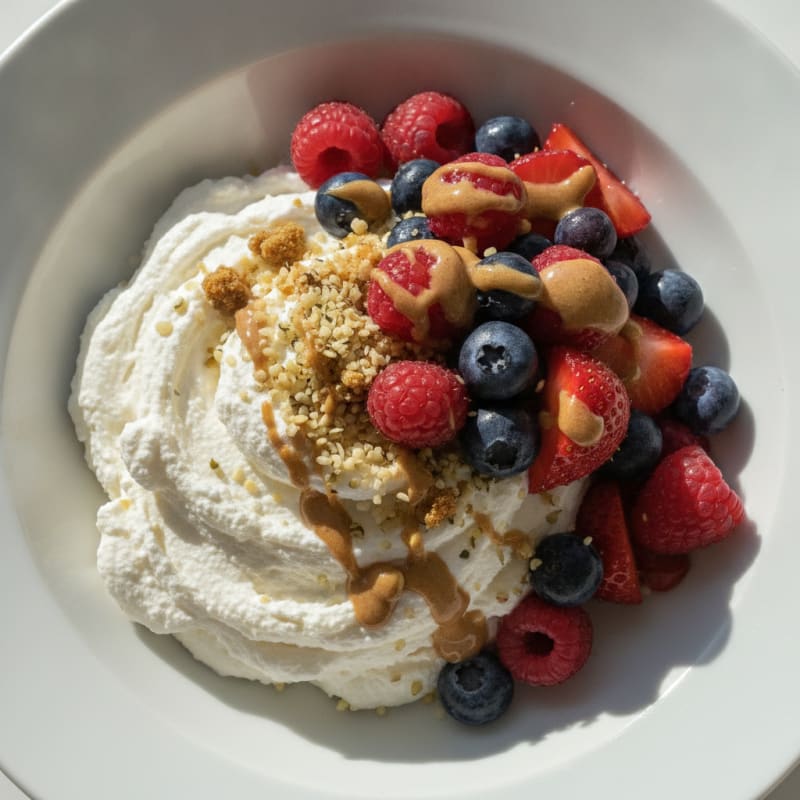 Greek Yogurt Protein Mousse with Mixed Berries