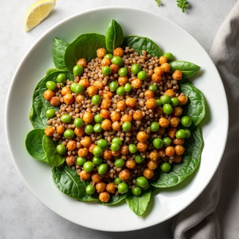 Crispy Lentil and Edamame Salad with Roasted Chickpeas