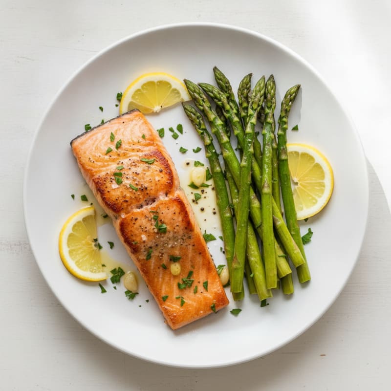 Pan-Seared Salmon with Roasted Asparagus