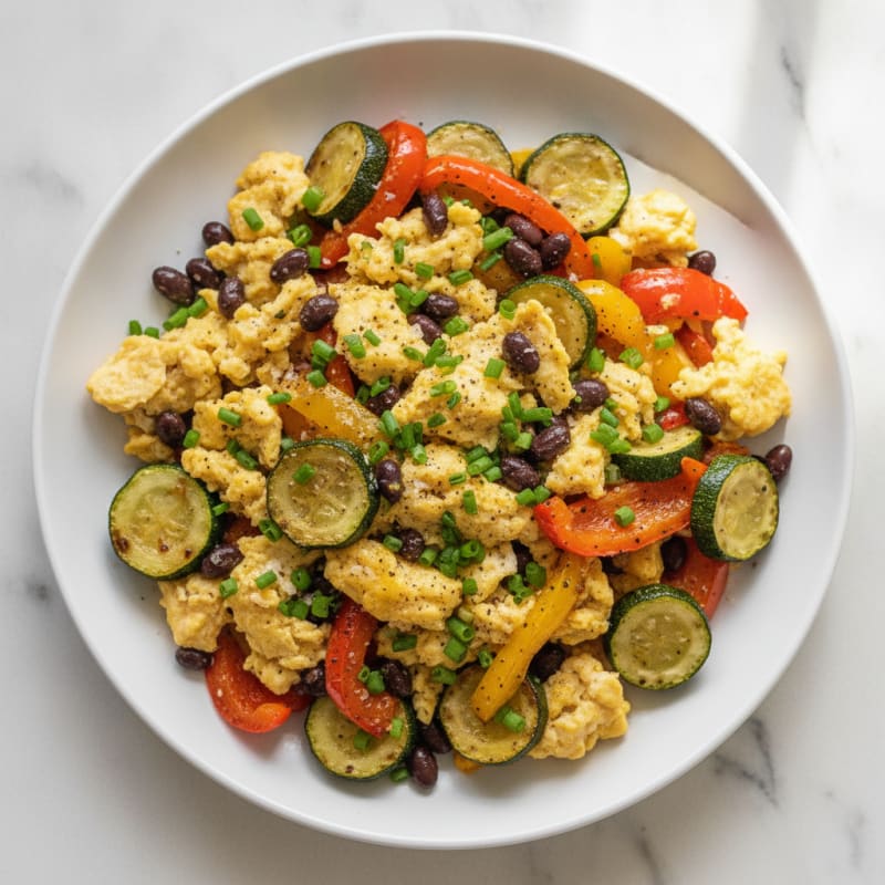 Hearty Scrambled Eggs with Roasted Vegetables